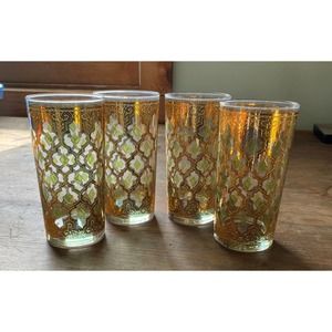 4 - Signed Vintage Culver Highball 22k Glasses - Valencia
